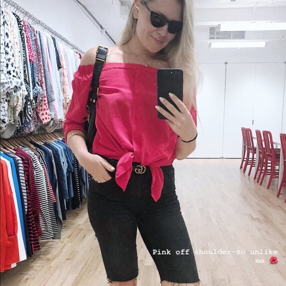 EQUIPMENT Silk Off-shoulder Button Front Top - Picture 12 of 12